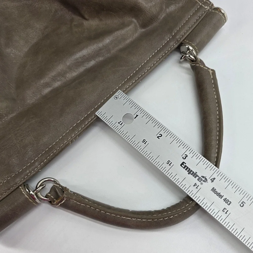 Anne Klein 2 Satchel Handbag Taupe Brown Quilted Studded Vegan Leather Bag Y2K